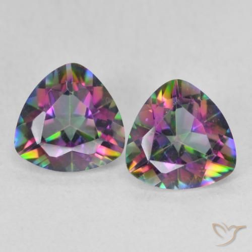 1.37ctw Naturale Multicolore Quarzo mistico, Taglio trillion, VVS