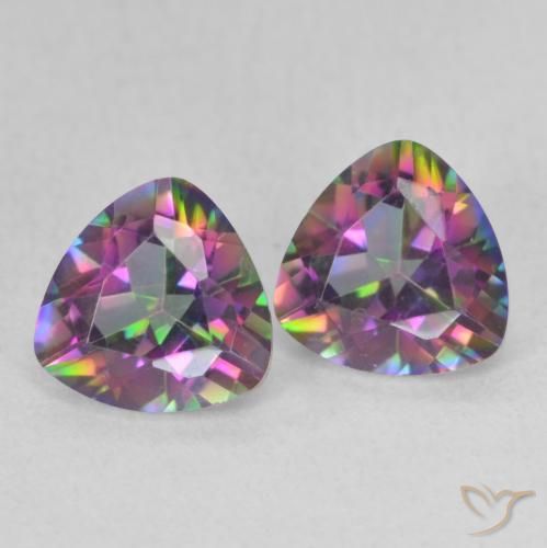 Gemme di Quarzo mistico Multicolore naturale da 1.37 ct, Taglio trillion, VVS