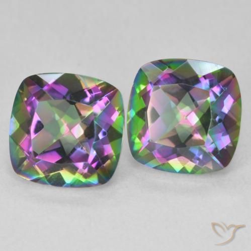 Gemme di Quarzo mistico Multicolore naturale da 2.80 ct, Cuscino, VVS