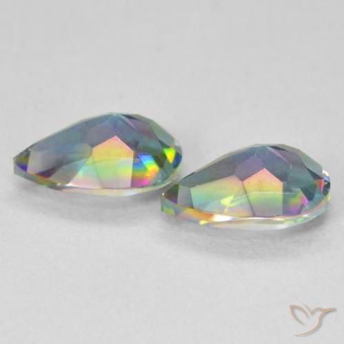 Gemme di Quarzo mistico Multicolore naturale da 1.26 ct, Forma a pera, VVS