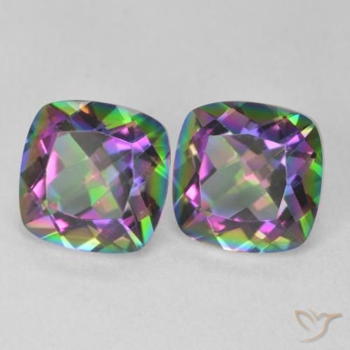 Gemme di Quarzo mistico Multicolore naturale da 2.81 ct, Taglio a cuscino, VVS