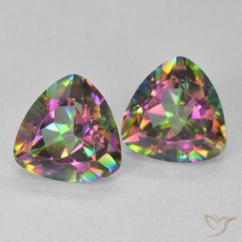 Gemme di Quarzo mistico Multicolore naturale da 1.44 ct, Taglio trillion, VVS