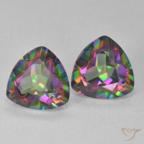 Gemme di Quarzo mistico Multicolore naturale da 2.29 ct, Taglio trillion, VVS