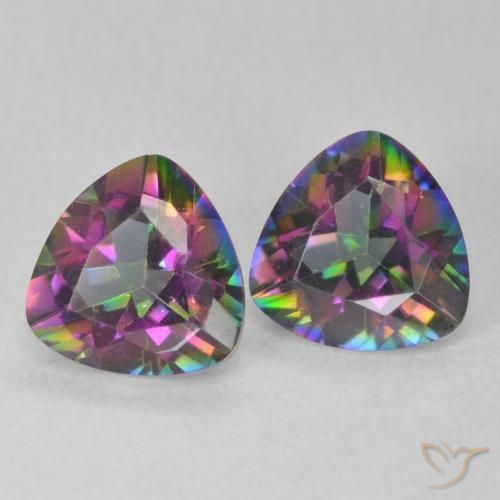 Gemme di Quarzo mistico Multicolore naturale da 1.32 ct, Taglio trillion, VVS