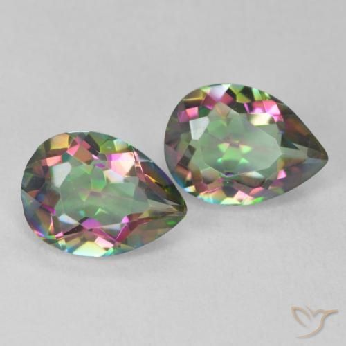 2.16ctw Naturale Multicolore Quarzo mistico, Forma a pera, VVS
