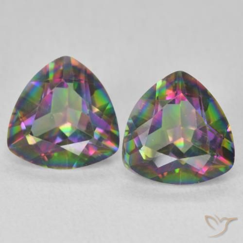 2.27ctw Naturale Multicolore Quarzo mistico, Taglio trillion, VVS