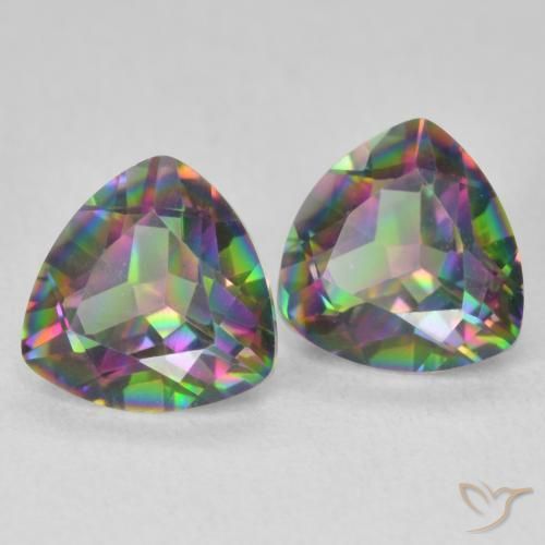 Gemme di Quarzo mistico Multicolore naturale da 2.27 ct, Taglio trillion, VVS