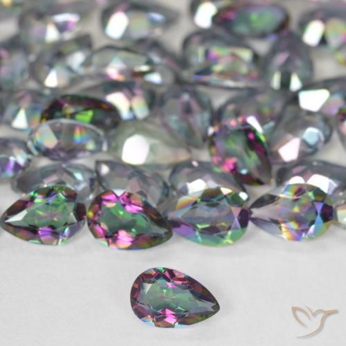 Quarzo mistico naturale multicolore da 0,34 ct, taglio a pera, VS