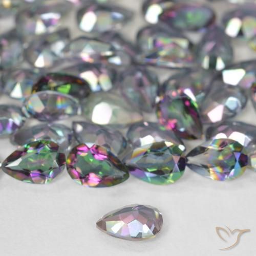 Quarzo mistico naturale multicolore da 0,34 ct, taglio a pera, VS