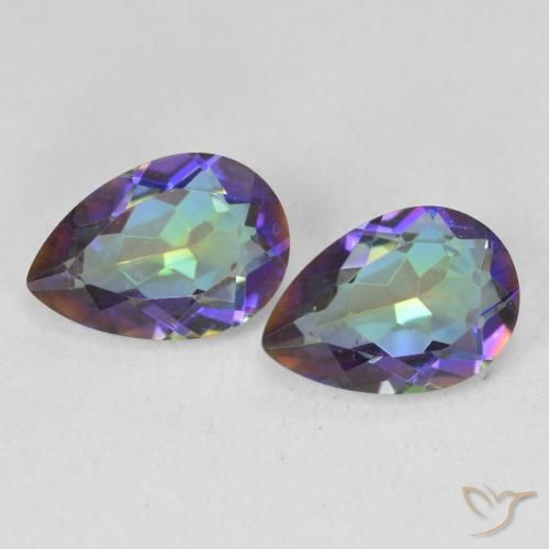 3.42ctw Naturale Multicolore Quarzo mistico, Forma a pera, VVS-VS