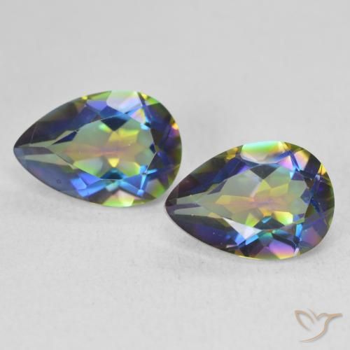 3.72ctw Naturale Multicolore Quarzo mistico, Forma a pera, VVS-VS
