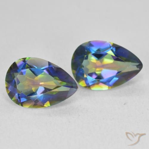 Gemme di Quarzo mistico Multicolore naturale da 3.72 ct, Forma a pera, VVS-VS