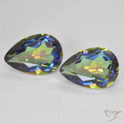 3.76ctw Naturale Multicolore Quarzo mistico, Forma a pera, VVS-VS