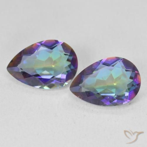 3.43ctw Naturale Multicolore Quarzo mistico, Forma a pera, VVS-VS