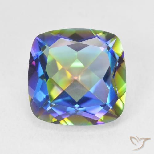 6.64ct Naturale Multicolore Quarzo mistico, Cuscino, VVS