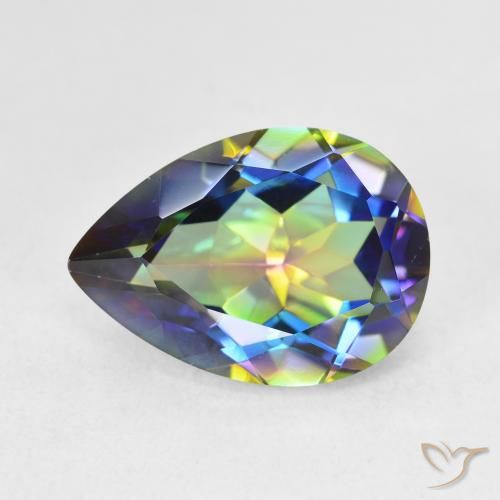 5.12ct Naturale Multicolore Quarzo mistico, Forma a pera, VVS