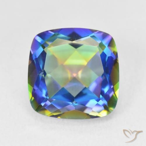 6.74ct Naturale Multicolore Quarzo mistico, Cuscino, VVS