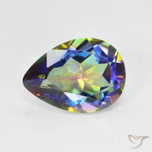 5.05ct Naturale Multicolore Quarzo mistico, Forma a pera, VVS