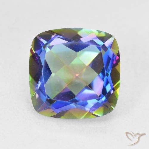 Quarzo mistico naturale multicolore da 6,74 ct, taglio a cuscino, VVS