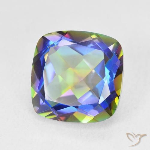 Quarzo mistico naturale multicolore da 6,74 ct, taglio a cuscino, VVS