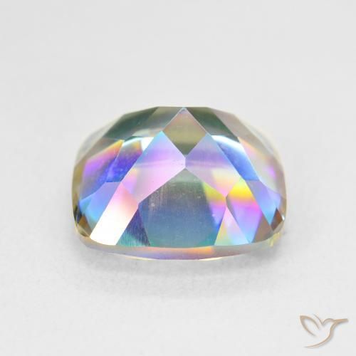 Quarzo mistico naturale multicolore da 6,74 ct, taglio a cuscino, VVS