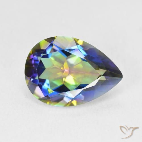 5.07ct Naturale Multicolore Quarzo mistico, Forma a pera, VVS