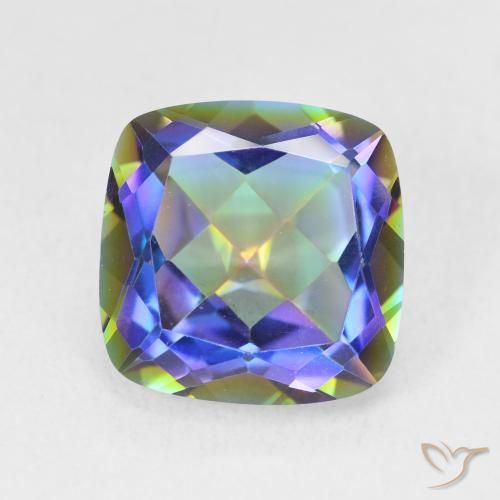 6.58ct Naturale Multicolore Quarzo mistico, Cuscino, VVS