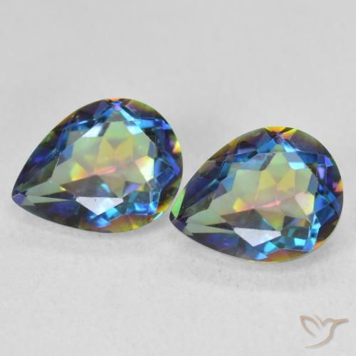3.22ctw Naturale Multicolore Quarzo mistico, Forma a pera, VVS-VS
