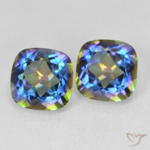 Gemme di Quarzo mistico Multicolore naturale da 4.15 ct, Cuscino, VVS-VS