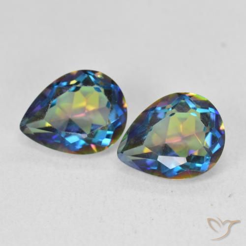 3.34ctw Naturale Multicolore Quarzo mistico, Forma a pera, VVS-VS