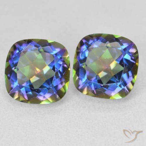 Gemme di Quarzo mistico Multicolore naturale da 4.18 ct, Cuscino, VVS-VS