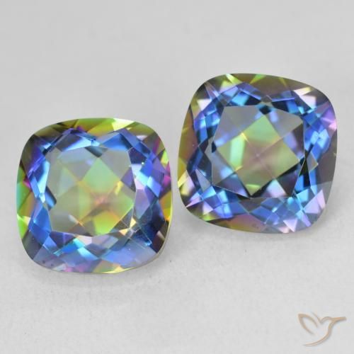 Gemme di Quarzo mistico Multicolore naturale da 8.55 ct, Cuscino, VVS-VS