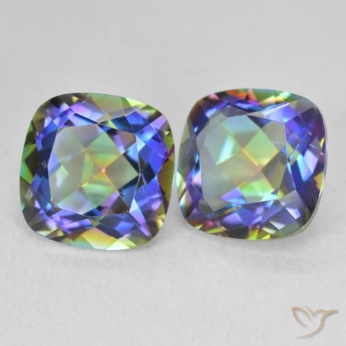 Gemme di Quarzo mistico Multicolore naturale da 8.35 ct, Cuscino, VVS-VS