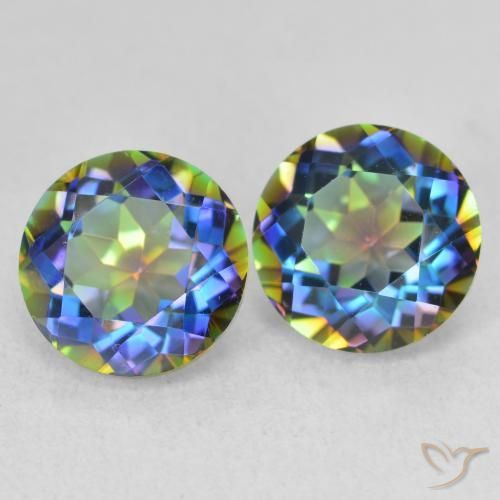 Gemme di Quarzo mistico Multicolore naturale da 3.93 ct, Rotondo, VVS-VS