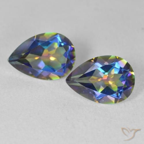 3.70ctw Naturale Multicolore Quarzo mistico, Forma a pera, VVS-VS