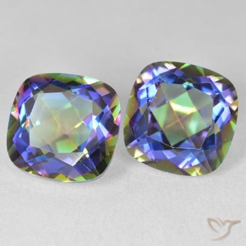 Gemme di Quarzo mistico Multicolore naturale da 8.49 ct, Cuscino, VVS-VS