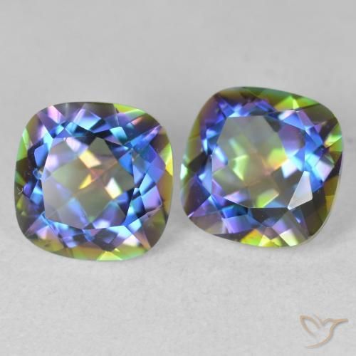 Gemme di Quarzo mistico Multicolore naturale da 4.16 ct, Cuscino, VVS-VS