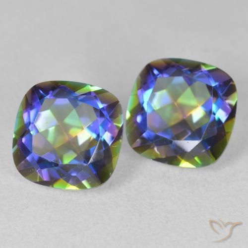 Gemme di Quarzo mistico Multicolore naturale da 4.04 ct, Cuscino, VVS-VS