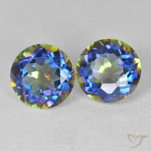 Gemme di Quarzo mistico Multicolore naturale da 3.82 ct, Rotondo, VVS-VS