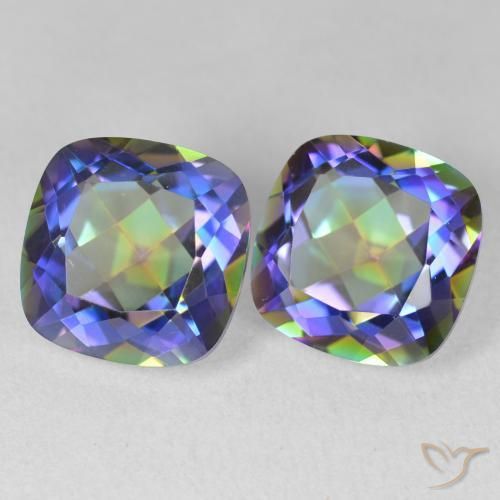 Gemme di Quarzo mistico Multicolore naturale da 8.47 ct, Cuscino, VVS
