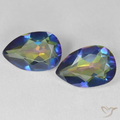 5.29ctw Naturale Multicolore Quarzo mistico, Forma a pera, VVS-VS
