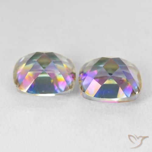 Gemme di Quarzo mistico Multicolore naturale da 8.31 ct, Cuscino, VVS