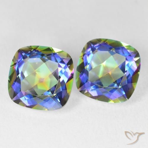 Gemme di Quarzo mistico Multicolore naturale da 8.45 ct, Cuscino, VVS