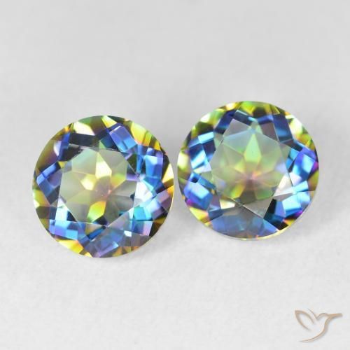 Gemme di Quarzo mistico Multicolore naturale da 3.84 ct, Rotondo, VVS
