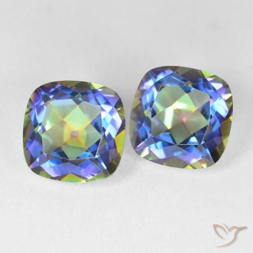 Gemme di Quarzo mistico Multicolore naturale da 8.64 ct, Cuscino, VVS