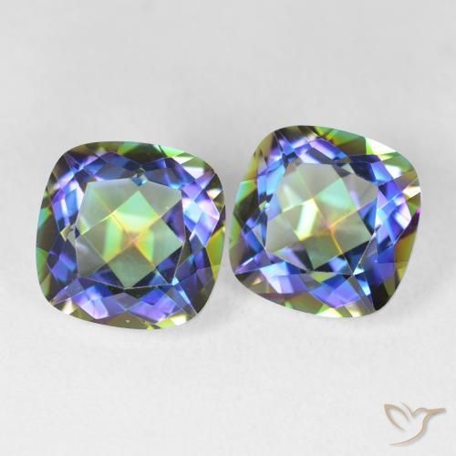 Gemme di Quarzo mistico Multicolore naturale da 8.51 ct, Cuscino, VVS