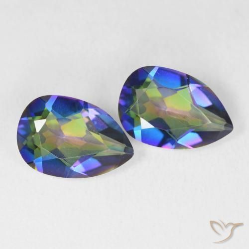 5.00ctw Naturale Multicolore Quarzo mistico, Forma a pera, VVS