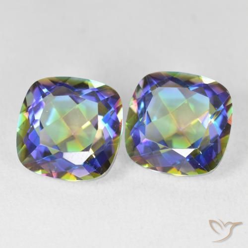 Gemme di Quarzo mistico Multicolore naturale da 8.51 ct, Cuscino, VVS