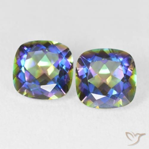 Gemme di Quarzo mistico Multicolore naturale da 4.05 ct, Taglio a cuscino, VVS