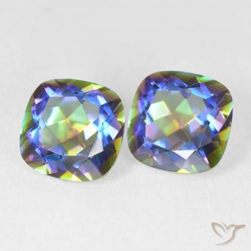 Gemme di Quarzo mistico Multicolore naturale da 4.05 ct, Taglio a cuscino, VVS